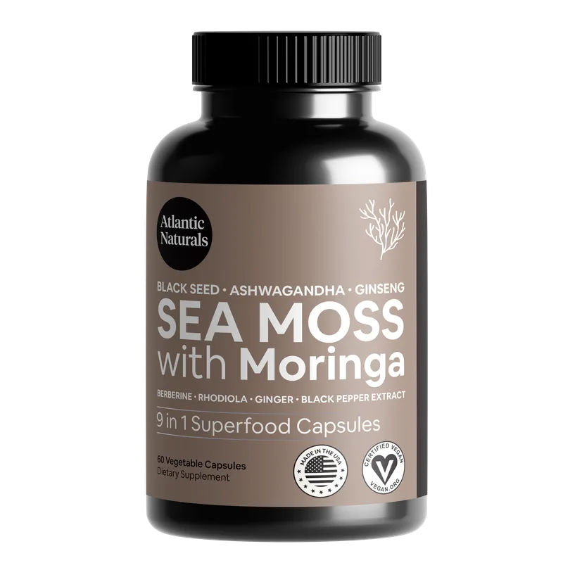 Atlantic Naturals Sea Moss Capsules with Moringa & Ashwagandha - 9-in-1 Health Support