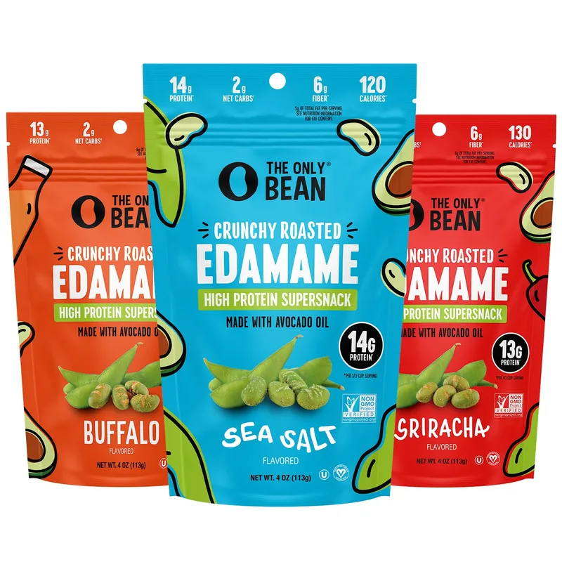 The Only Bean - Crunchy Roasted Edamame Beans (Variety) - Keto Snack, High Protein, Healthy Snacks, Low Carb, Gluten-Free & Vegan (4.0oz) (3 Pack)
