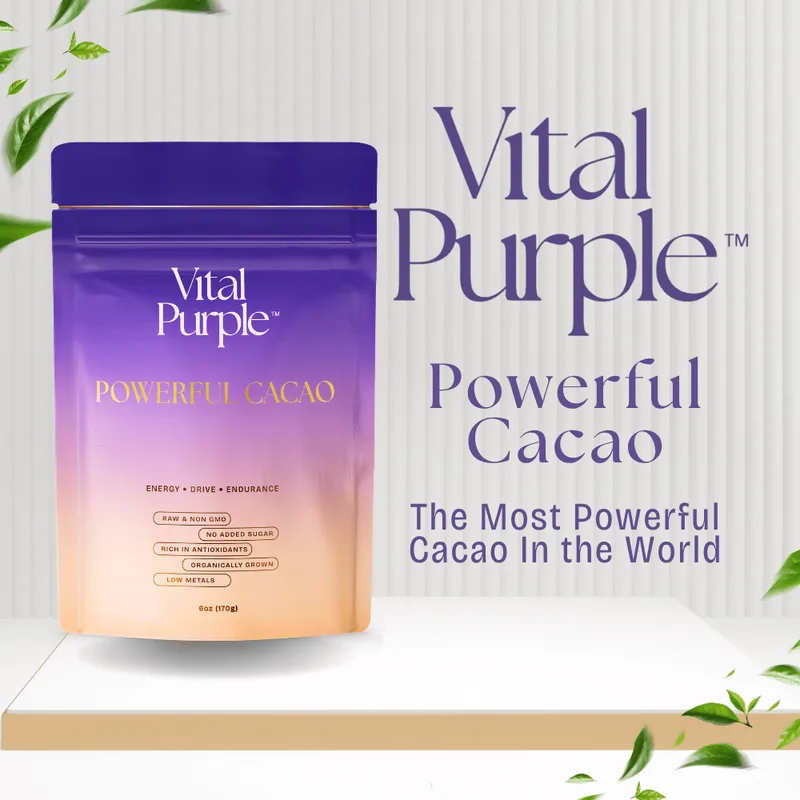 Vital Purple: High Flavanol Cocoa Powder- 25% Fat | 6 oz | High Antioxidant Cacao | Low Cadmium Cacao