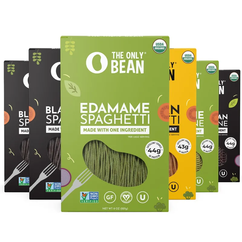 Organic Bean Pasta Variety Pack - Soy, Edamame, & Black Bean Spaghetti / Fettuccine (6 Pack)
